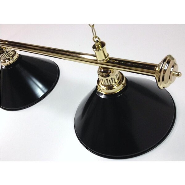 Pool Snooker Billiard Table Lighting - LARGE Brass Light (4 x Black Shades)