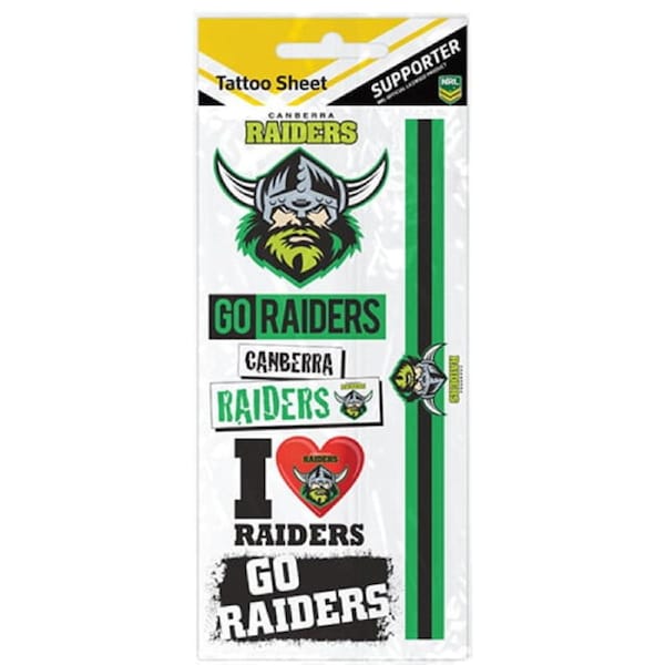 Canberra Raiders NRL Temporary TATTOO Sheet