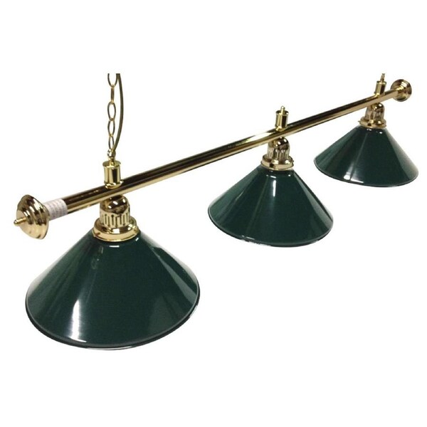 Pool Snooker Billiard Table Lighting - Brass Light (3 x Green Shades) 61 Inch