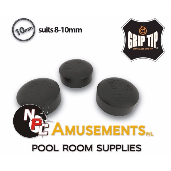 BLACK Spinster Grip Tip 10mm Glue on type No chalk needed
