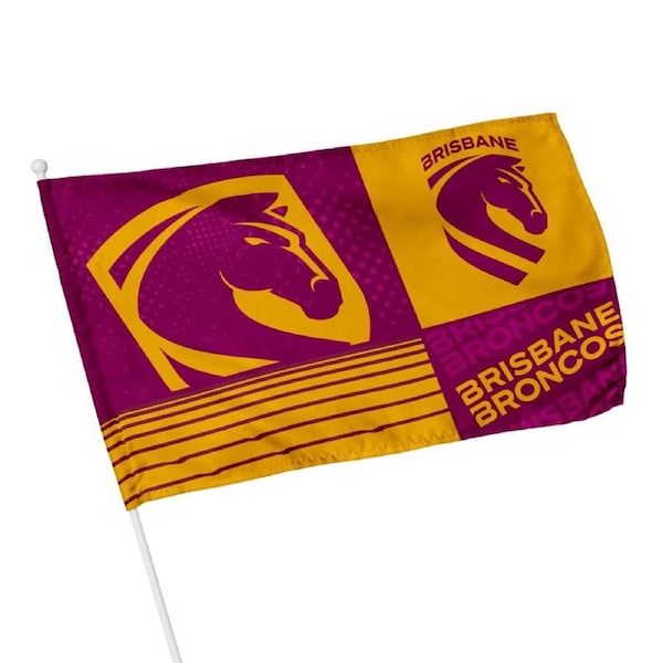 Brisbane Broncos Licensed NRL KIDS Pole Game Day Flag Banner