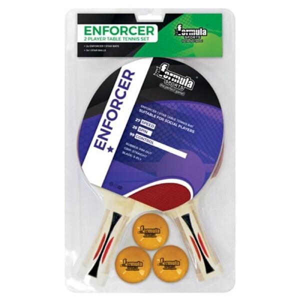 Formula Sports Enforcer 2 Player Table Tennis Ping Pong Set 2 Bats 3 Balls Paddles