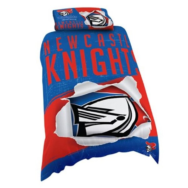 Newcastle Knights NRL SINGLE Bed Quilt Doona Duvet Cover and Pillow Case Set