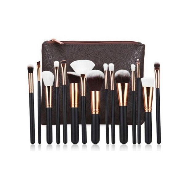 Ozoffer 15 Pcs Soft Pro Face Powder Makeup Brushes Set