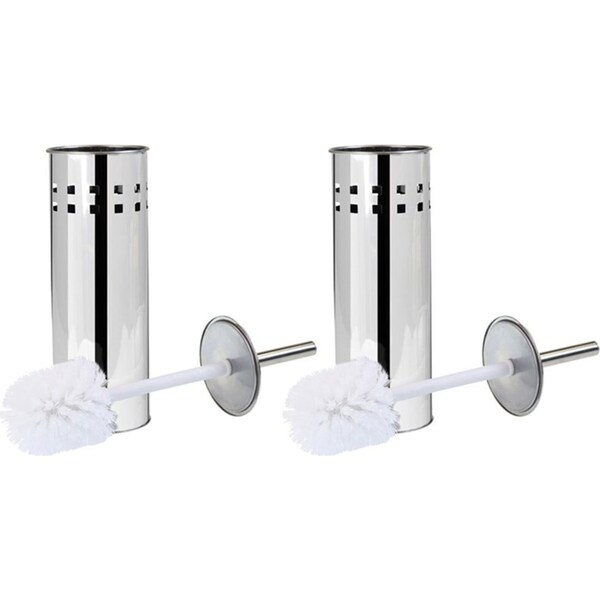 2PK Boxsweden Bathroom Cleaning Toilet Brush & Holder Set Stainless Steel SL