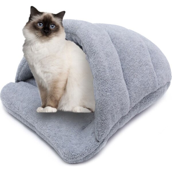 Paws & Claws 58x44cm Cat/Pet/Kitten/Dogs/Puppies Plush Igloo Bed/Cave Grey