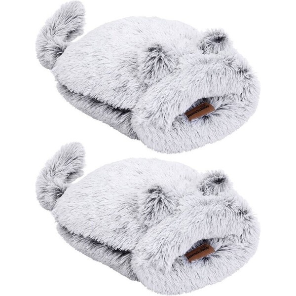 2x Paws & Claws 50x50cm Calming Cat/Pet/Kitten Plush Washable Snuggler Bed Grey