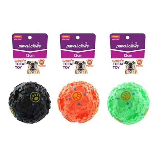 3x Dog Treat Dispensing Ball Chew Toy Giggle Play Toys Fetch Puppy Training Ball