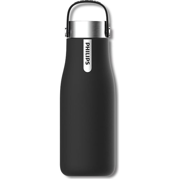 Philips GoZero 590ml Smart Hydration Hot/Cold Water Bottle w/UV Cleaner Black