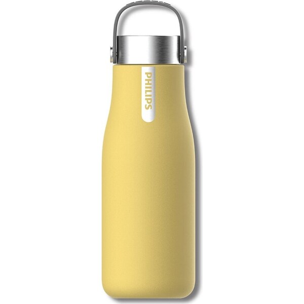Philips GoZero 590ml Smart Hydration Hot/Cold Water Bottle w/UV Cleaner Yellow