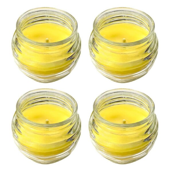 4PK 200g Glass Citronella Mini Candle Outdoor Decorative Fragrance Decor Yellow