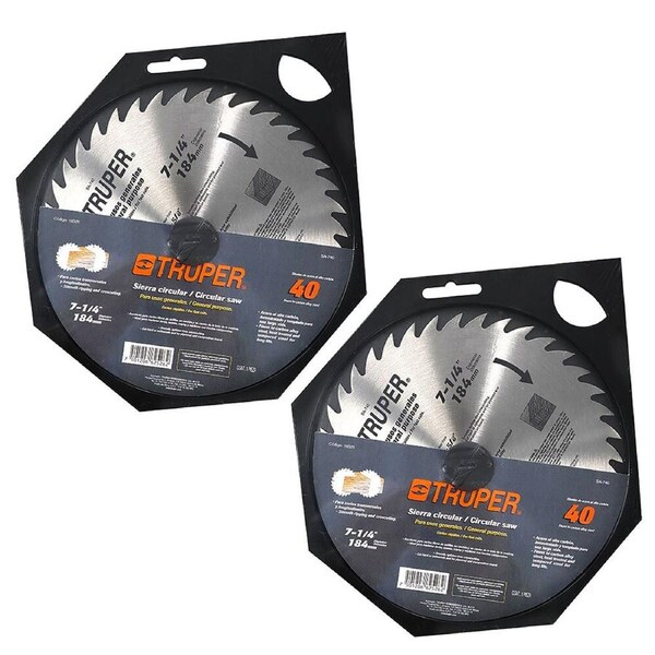 2x Circular Saw 184mm 40 Teeth Steel Blade For Hardwood/Softwood/Plywood Silver