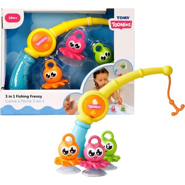 Tomy Toomies 3-In-1 Fishing Frenzy Bath Time Fun Activity Toy Baby/Toddler 18m+