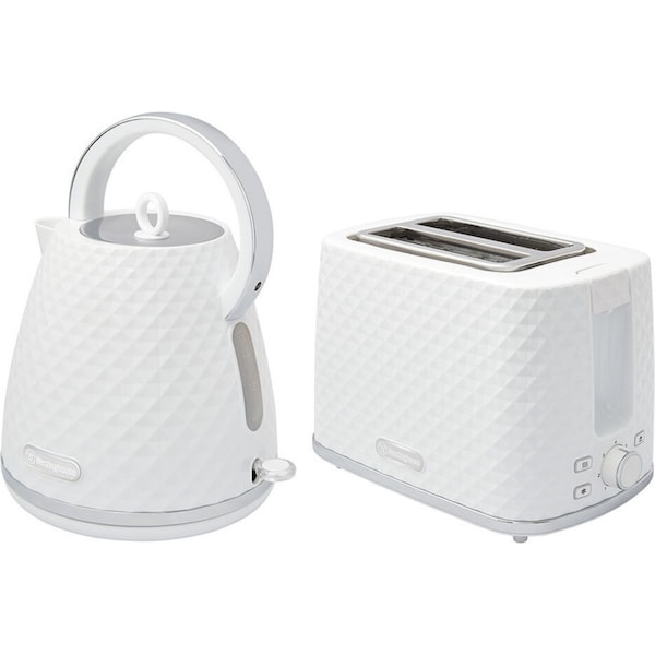 Westinghouse Electric 1.7L 2200W Kettle & 930W 2 Slice Bread Toaster Set White