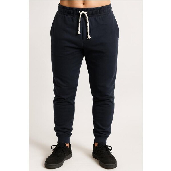 Mens Skinny TRACK PANTS Slim Cuff Trousers Gym Trackies Sport Bottoms Joggers Navy (Polyester) / XL