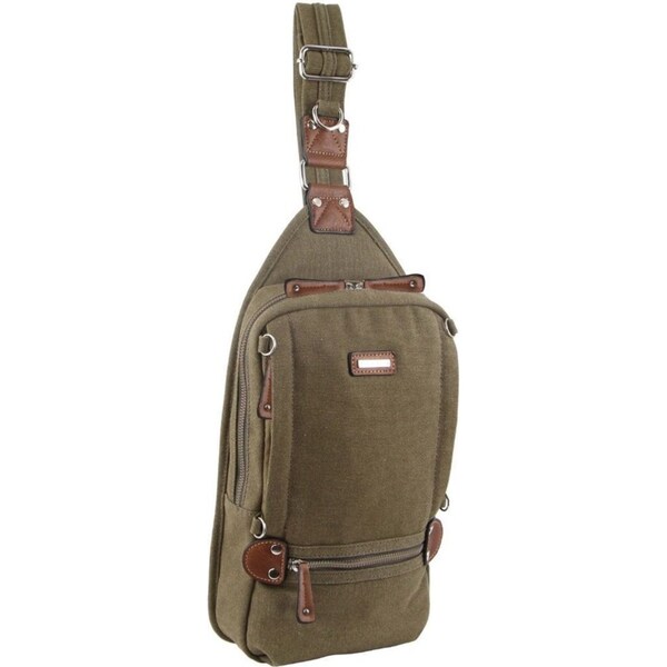 Pierre Cardin Canvas Cross Body Bag Travel Shoulder Sling - Brown