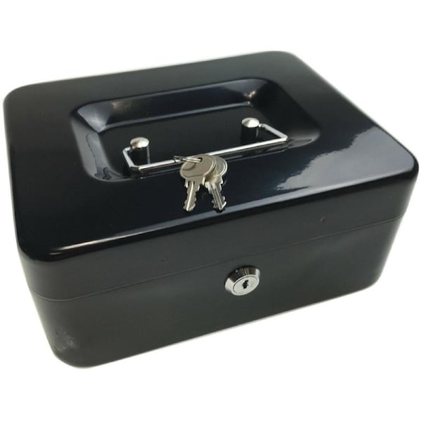 Lockable METAL CASH BOX Deposit Petty Cash Slot Money Safe Portable 2 Keys New