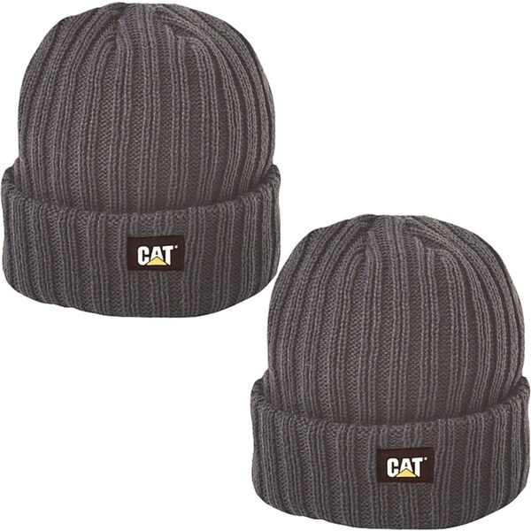 2x CATERPILLAR RIB WATCH CAP - GRAPHITE BEANIE HAT - ONE SIZE