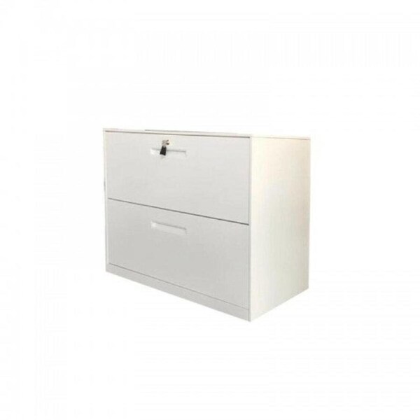 TCS WHITE LATERAL 2 DRAWER METAL STORAGE FILING CABINET HOME & OFFICE FURNITURE