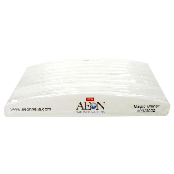 AEON Nail Files Sanding Buffer Shape Half Moon White Shiner 400/3000 Grit 1 pc