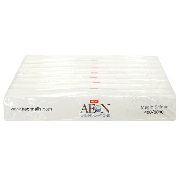 AEON Nail Files Sanding Buffer Shape Square White Shiner 400/3000 Grit 1 pc