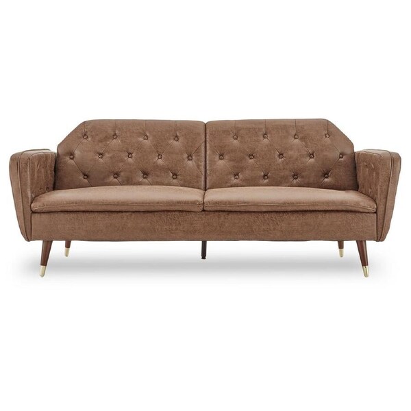 3 Seater Sofa Bed Lounge Futon Couch Modular Furniture Home Faux Velvet Fabric Brown