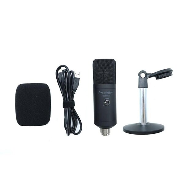 Precision Audio USB Recording Podcast Microphone Kit Stand USBMIC3
