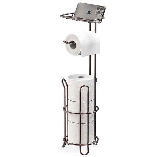 Bathroom Toilet Tissue Roll Holder Stand with Cell Phone Holder