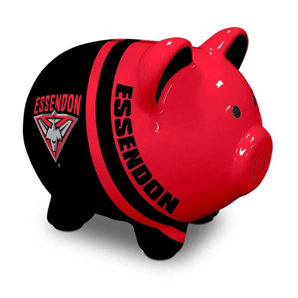 Essendon Bombers AFL Dolomite Piggy Bank Money Box with Coin Slot