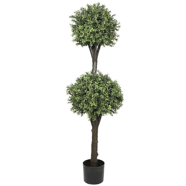 150cm UV Resistant Artificial Topiary Tree - 2 Ball Faux Boxwood Shrub for Outdoor & Indoor