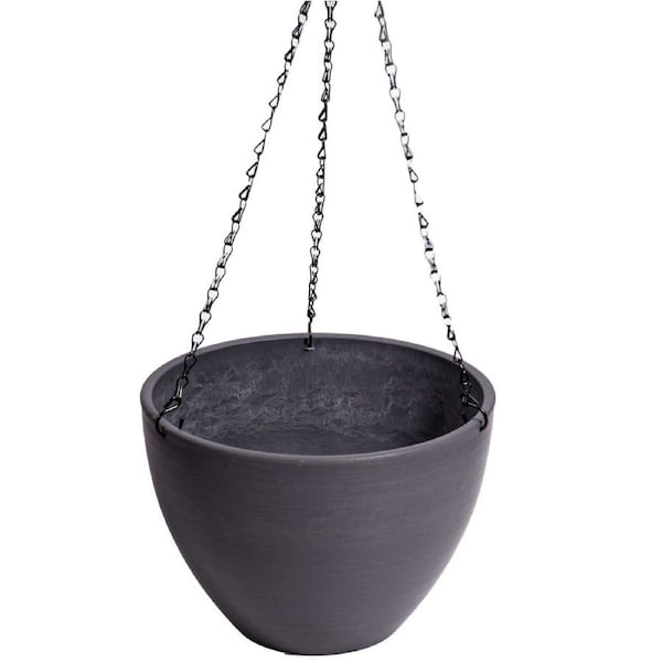 Hanging Grey Plastic Pot with Chain 30cm