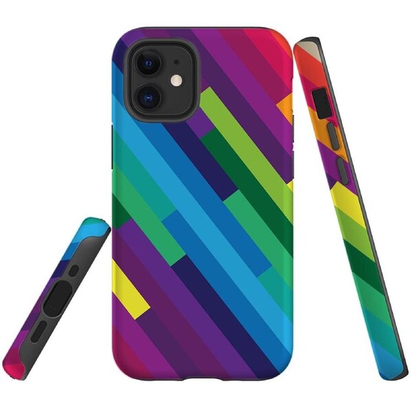 For iPhone 12 mini Case, Tough Shielding Back Cover, rainbow