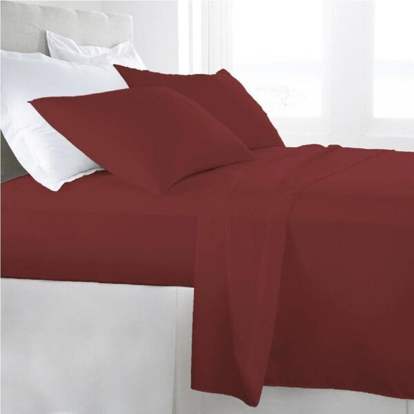 King Single Size Burgundy 1000TC Egyptian Cotton Sheet Set