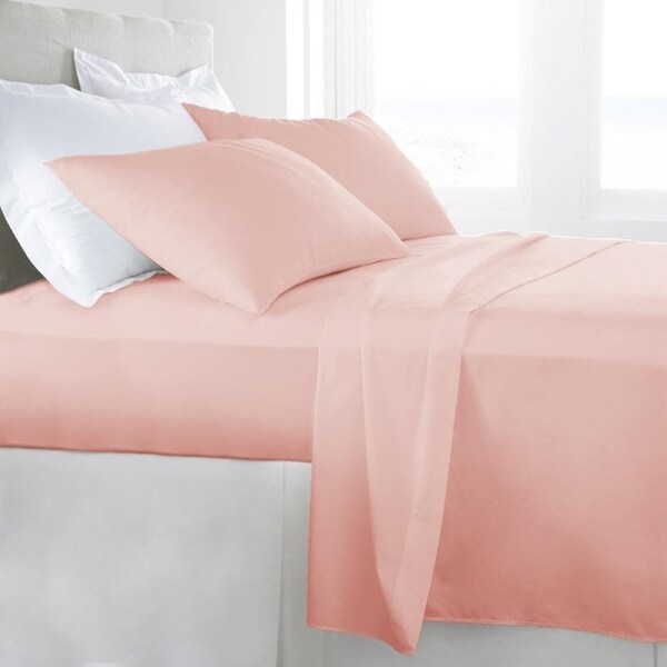 Double Size Light Pink 1000TC Egyptian Cotton Sheet Set