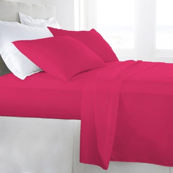 Double Size Hot Pink 1000TC Egyptian Cotton Sheet Set