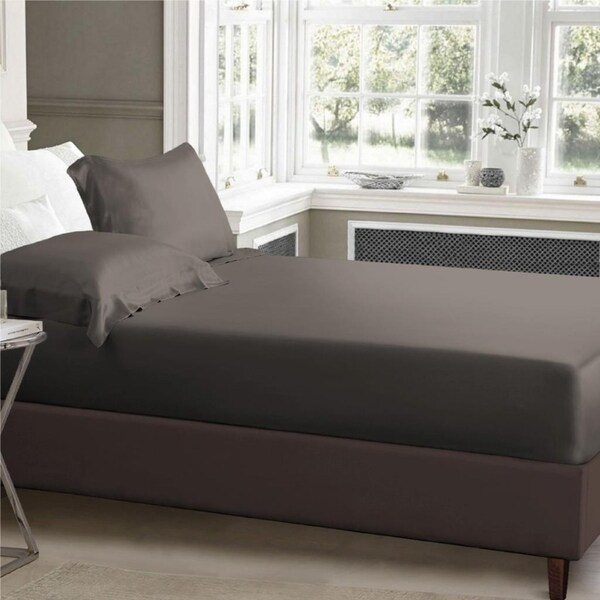 Queen Size Grey 1000TC Silk Silky Feel Satin Fitted Sheet+Pillowcase