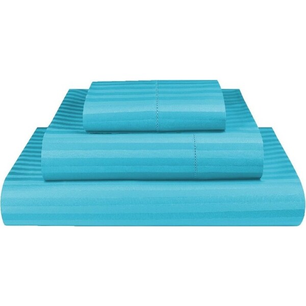 Single Sky 1000TC Microfibre 1cm Stripe Fitted, Flat Sheet Set