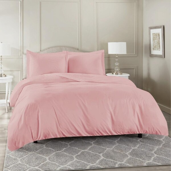 Double Size Blush Color 1000TC 100% Cotton Quilt/Doona Cover Pillowcase Set