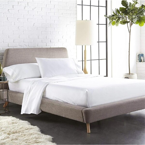 Double Size White Color 1000TC 100% Cotton Fittd Sheet Flat Sheet Pillowcase Set