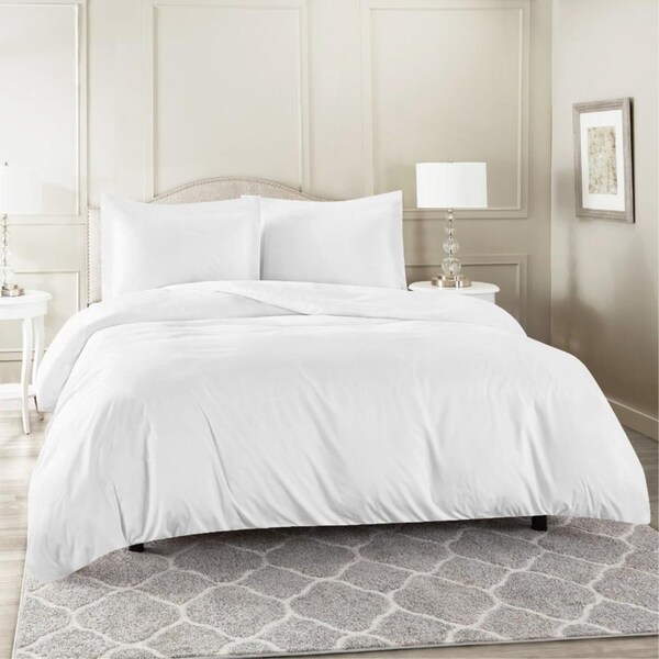 Queen Size White Color 1000TC 100% Cotton Quilt/Doona Cover Pillowcase Set