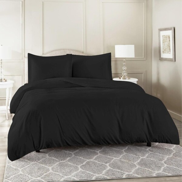 Super King Size Black Color 1000TC 100% Cotton Quilt/Doona Cover Pillowcase Set