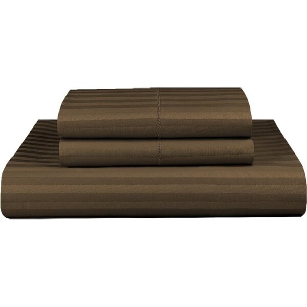 Super King Chocolate 1000TC Microfibre 1cm Stripe Quilt Cover Set