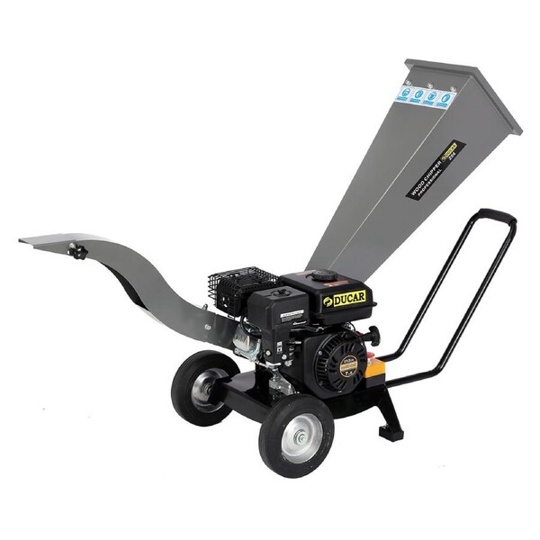 Ducar Wood Chipper Shredder Mulcher Garden 7HP Petrol Motor Upright Grinder - Silver