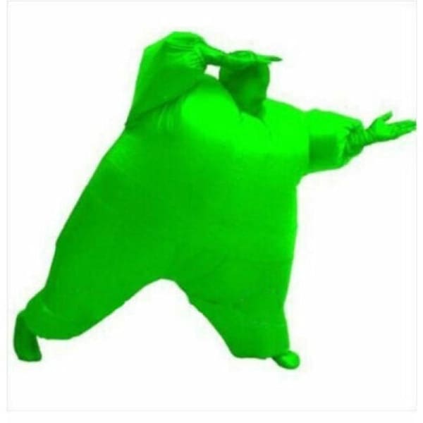Fan Operated Inflatable Fancy Chub Fat Masked Suit Dress Party Costume in Green