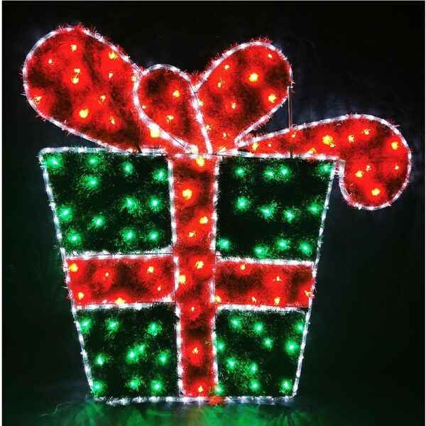 LED Christmas Present Gift Box Motif Animated Display 115x103cm Indoor/Outdoor