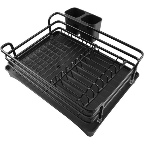 ACA Black Kitchen Storage Organizer Dish Drying Rack Cup Plates Shelf