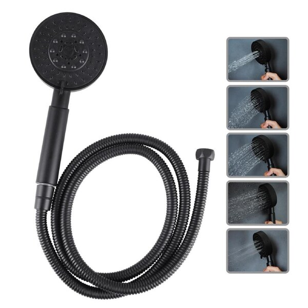 ACA Black 5 Function Round Hand held Shower Spray head Only