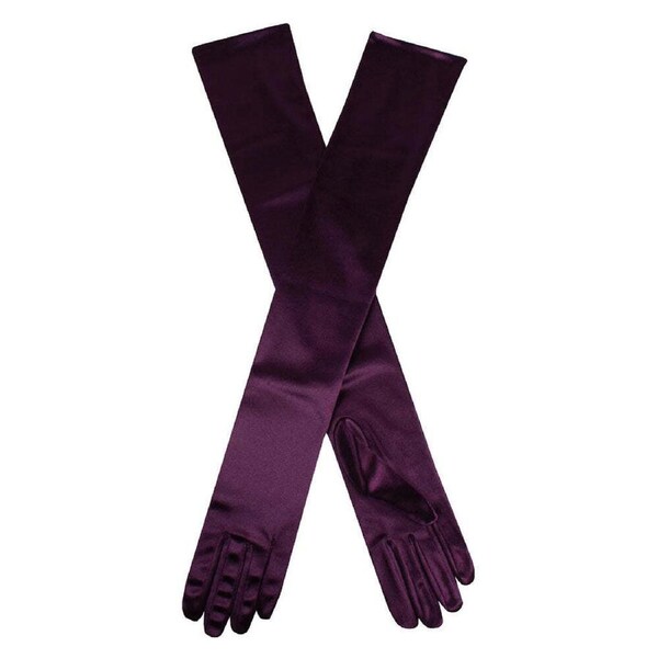 Dents Womens Long Opera Satin Gloves in Amethyst
