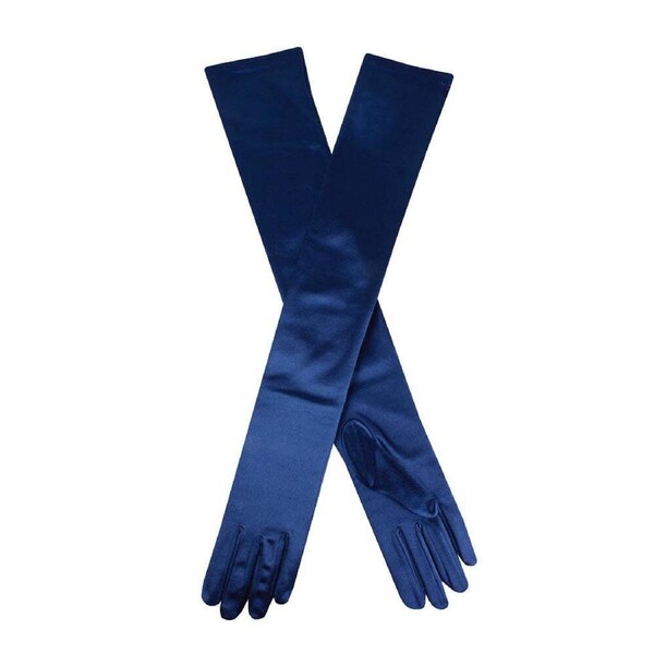 Dents Womens Long Opera Satin Gloves - Navy