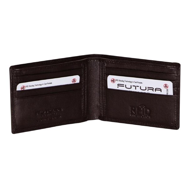 Futura Mens RFID Slim Leather Wallet - Brown